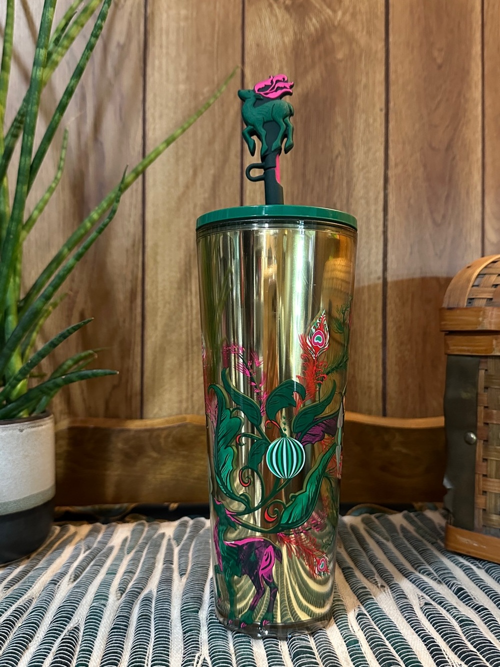 Starbucks 24oz Cold Cup Tumbler w Animal Straw Topper